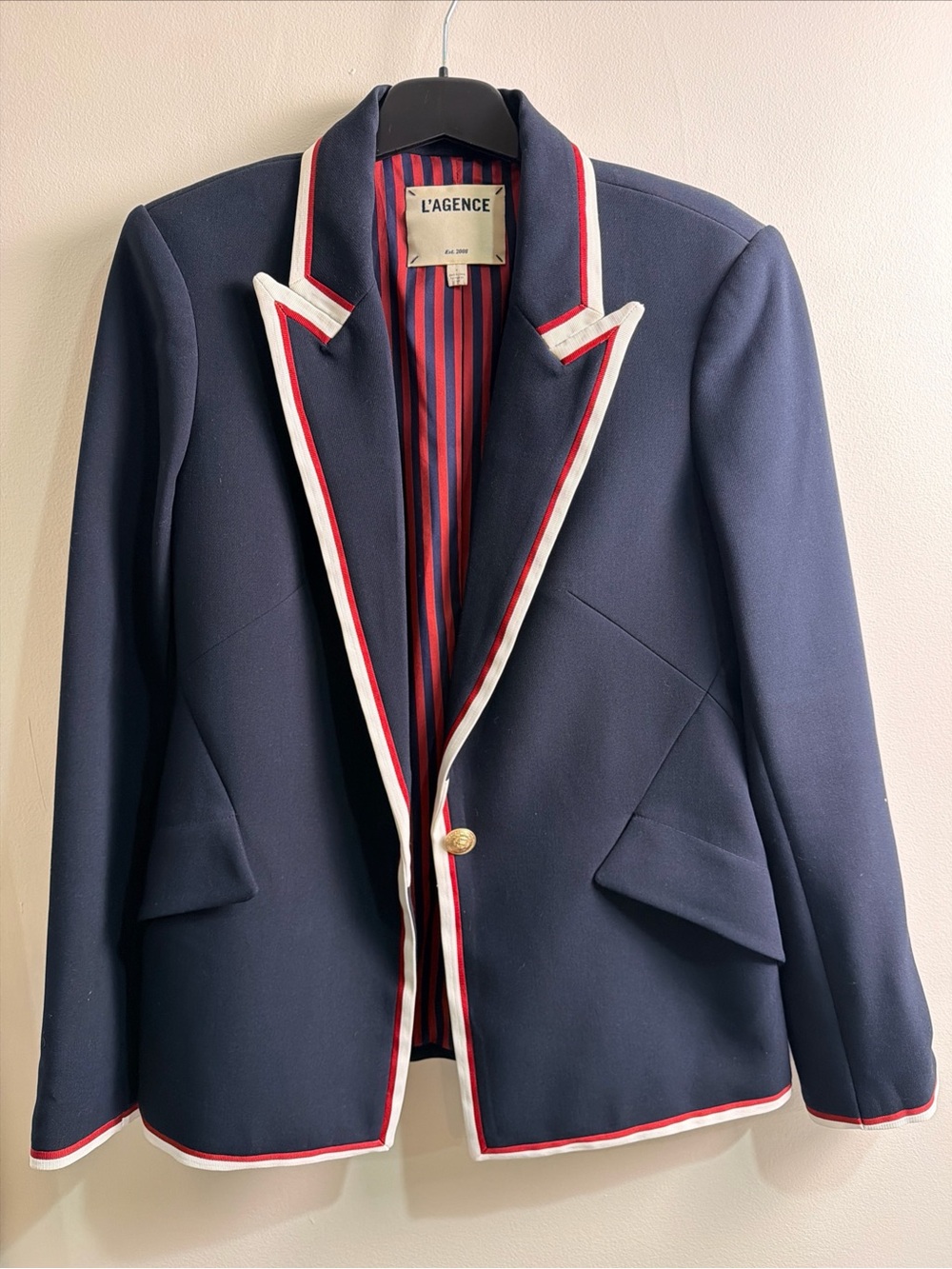 L'AGENCE Women's Navy Blazer Nautical Sz 4